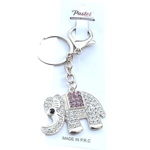 3/$25 Pastel Sparkle.Collection Jeweled Gold & Pink Elephant Keychain Bag Charm